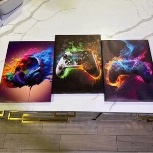 Colorful Gaming Controller and Headset Art Prints